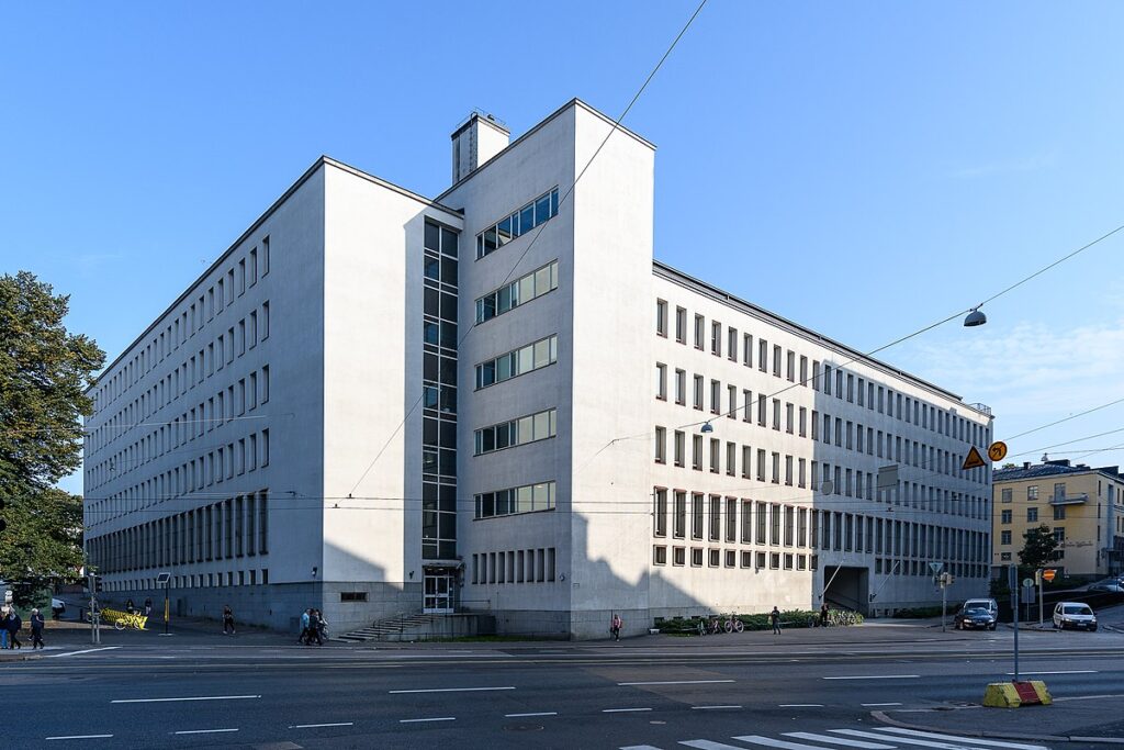 Photo shows outside view of University of Helsinki's Metsätalo building in Helsinki.